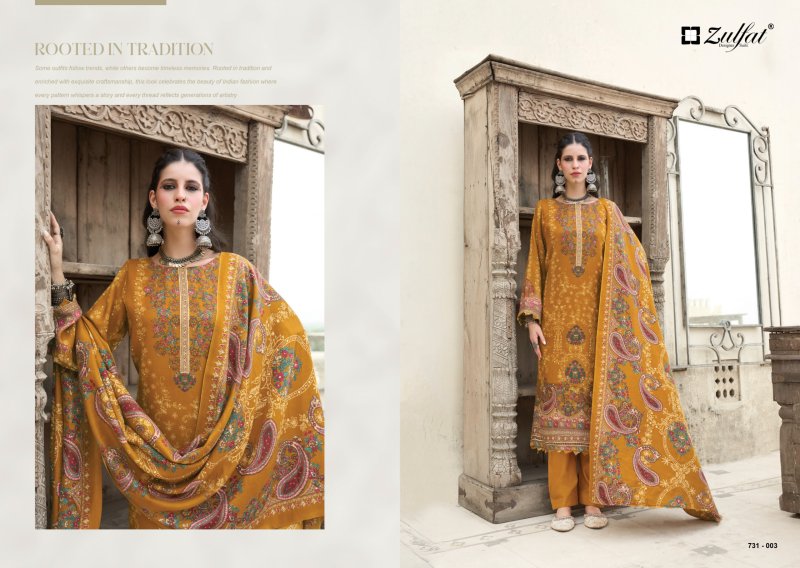 Gulnoor By Zulfat Woollen Pashmina Printed Dress Material